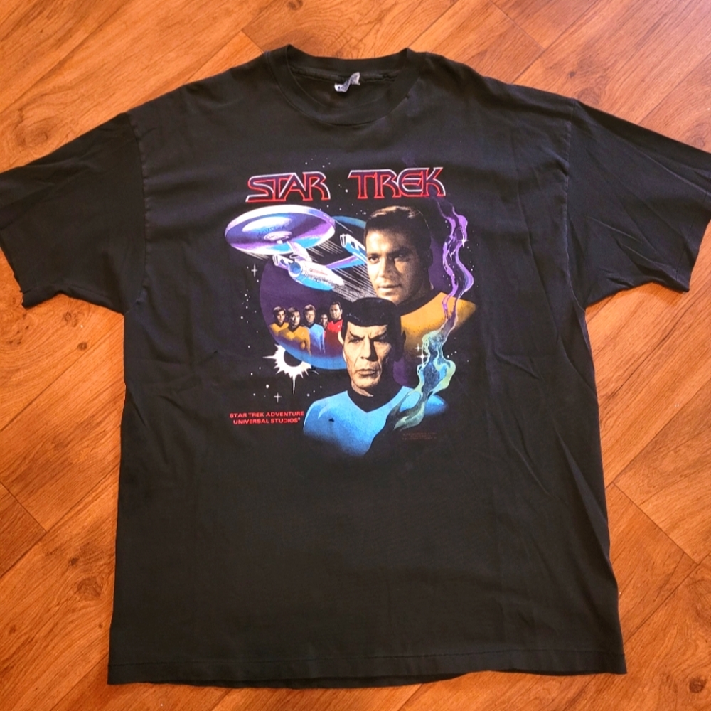 VTG Distressed 1991 Star Trek Adventure  Size XXL Spock Cpt. Kirk